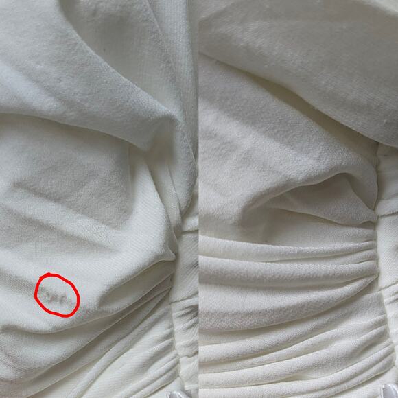 Mac Duggal Foldover Off-Shoulder Asymmetric Ruched White Jersey Maxi Gown sz 14 - Picture 14 of 16